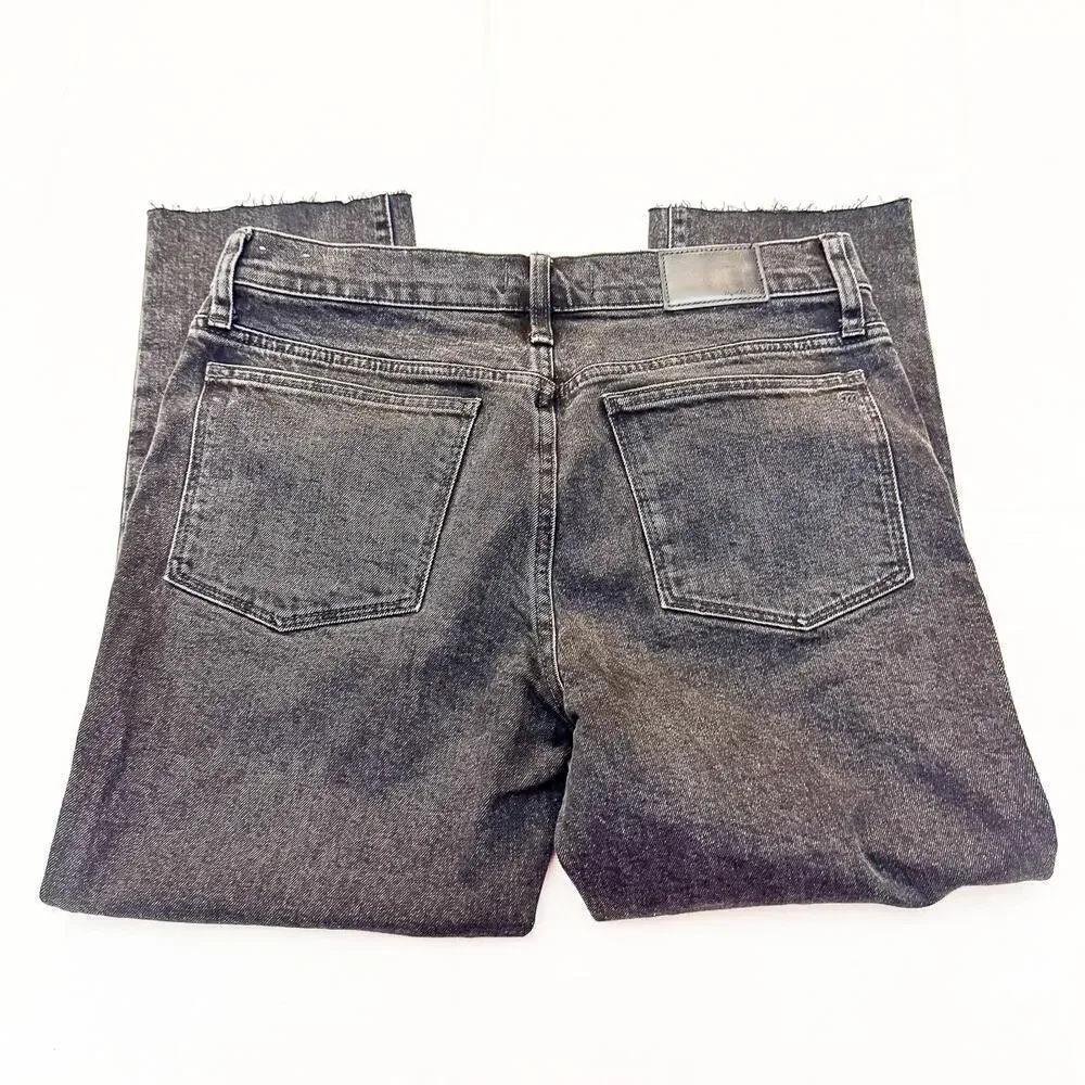 Madewell Tomboy Straight Charcoal Black Raw Hem Zip Fly Denim Jeans Size 28